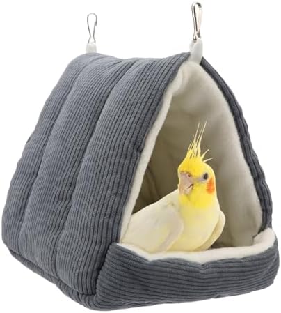 Winter Warm Bird Bed House for Cage, Hanging Hammock, Gray