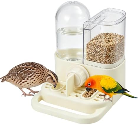 2-in-1 Quail Cage Feeder and Waterer, Gravity Auto Bird Water Feeder