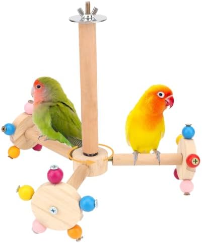 Hypeety 360° Rotating Bird Perch Stand Wooden Exercise Toy for Parrots