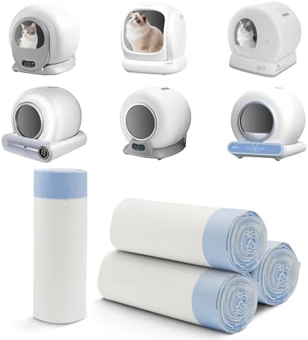 17.5"Opening x 18"L Cat Litter Box Liners for Self-Cleaning Cat Litter Box, Replacement Automatic Litter Box Liners, 4 Rolls Drawstring Trash Bags for Robot, Extra Thick（4 Packs/80 Counts）