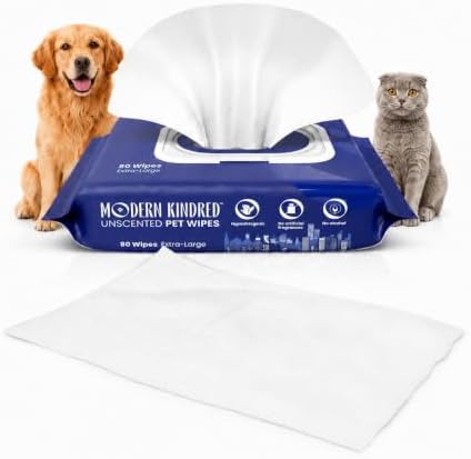 Hypoallergenic Pet Wipes for Dogs & Cats, 80 Count