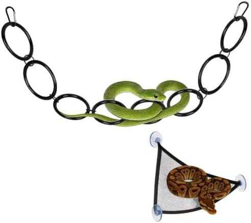 Snake Climbing Rings for Ball Python,Snake Enrichment Toys Ball with Hammock,Reptiletank Cage Decor Habitat Accessories for Terrarium