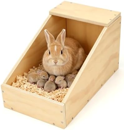 Wooden Rabbit Nesting Box for Breeding(14.6 * 8.7 * 8.3 Inch)