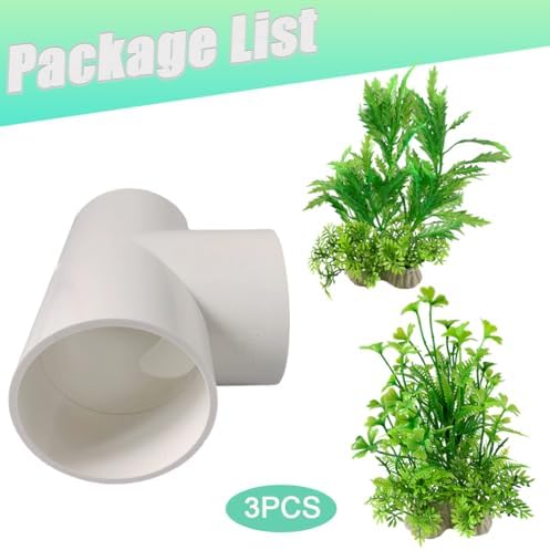 3 PCS Axolotl Hide Tube with 3 Holes, 2 Artificial Plants for Aquarium, Safe Cave and Aquatic Green Plant Set, Aquarium Decor Set for Axolotl, Fish, Turtles Tank Decorations Accessories