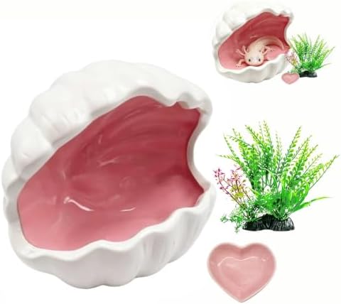 Axolotl Hide Ceramic Shell Shape Fish Tank Cave Set