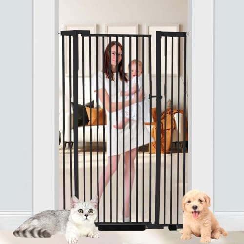 55.1" Extra Tall Pet Gate, 29.92"- 43" Black Adjustable Dog Gate