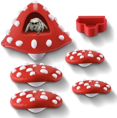 6 Pcs Jumping Spider Enclosure Accessories with Magnetic Mushroom Hide