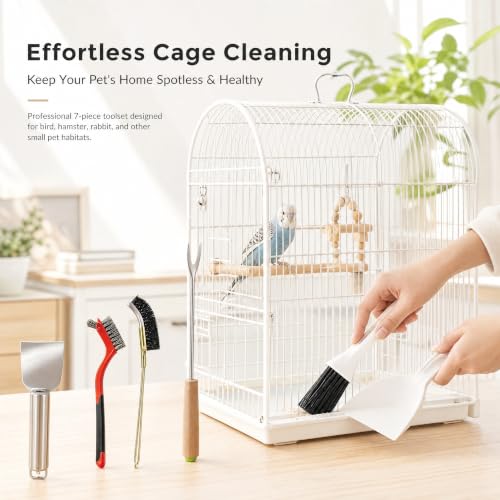 Bird Cage Cleaner Parakeet Cage Accessories Cleaning Brush Tool Set, Bird Poop Remover Cleaning Tools Set for Bird Cages, Rabbit Cages, Hamster Cages and Parrot Cages Accessories