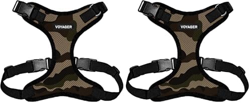 Voyager Step-in Lock Pet Harness - All Weather Mesh, Adjustable Step in Harness for Cats and Dogs by Best Pet Supplies - Army/Black Trim, S (Pack of 2)