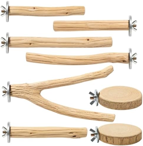 8 Pack Natural Wood Bird Perches for Cage, Perch Set