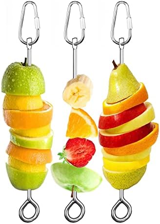 Bird Cage Food Holder Parrot Fruit Vegetable Skewer Bird Cage Feeder, 3Pack