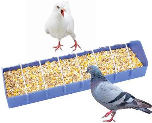 4 Pack Large Pigeon Feeder 8 Slot Thick Durable Container Feeding Dish Food Dispenser Tool for Bird Parrot Pigeon Chicken Duck Bird Poultry