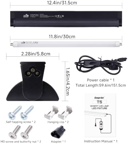 T5 10.0 UVB Reptile Lighting Combo Kit 12-Inch 8W