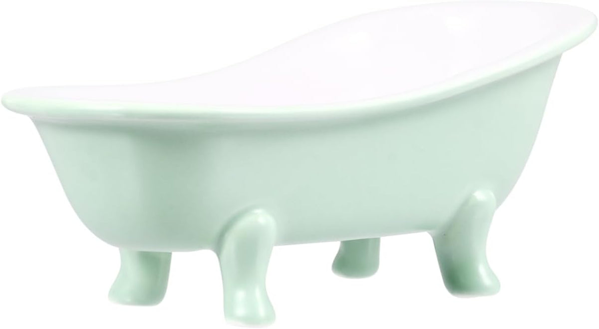 VICASKY Hamster Ceramic Bathtub Small Animal Bed Pet Sleeping Chinchilla Bath Hideout Toys Guinea Pig Food Bowl for Hamster Habitat House Light Green,6.14 X 3.14 X 2.75 Inch