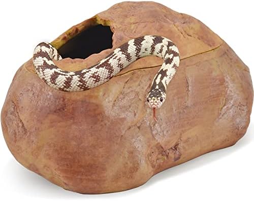 Antidious Snake Hide Cave for Gecko Shedding, Rock Look Hideout, Reptiles Egg-Laying Shelters, Suitable for Snakes Such as Corn Snake or Gecko, M Size