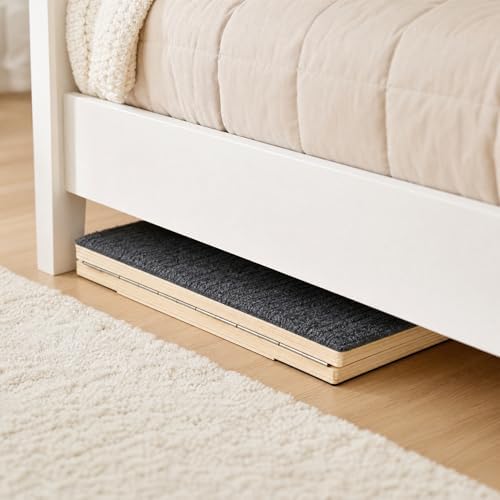 2PCS Adjustable Wooden Dog Ramp for Small Medium Dogs, Non-Slip Foldable Pet Ramp for Bed Couch Stairs, Ideal for Senior Dogs & Joint Pain, Portable Height Adjustable Dog Stairs for Indoor Use