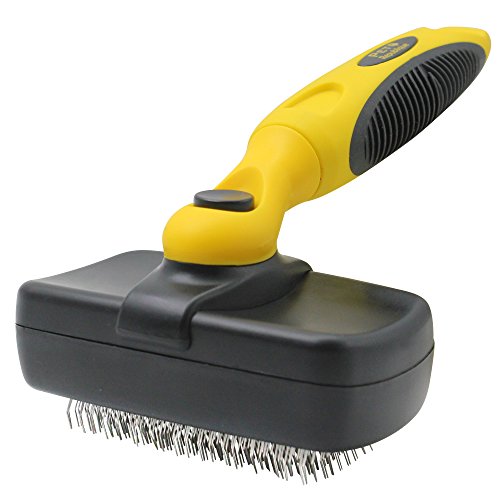Pet Republique Retractable Slicker Brush - for Dogs, Cats, Rabbits, Any Long Haired Breed Pets – Reduce Shedding - Self Cleaning Design