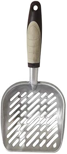 Petmate Metal Cat/Kitty Litter Scoop, Deep Shovel, Premium Non-Stick Large Scooper with Non-Slip Handle & Curved Design for Maximum Coverage