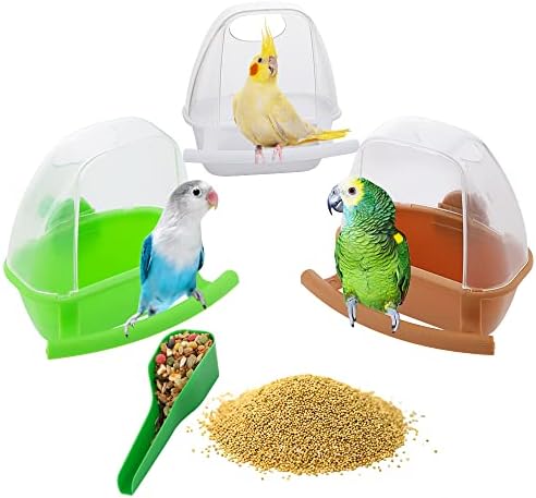 3 Pcs Small Bird Slot Feeder No Mess Cage Hanging Feeder Cup Plastic Food Feeding Box for Parakeet Budgies Cockatiel Lovebird Small Birds