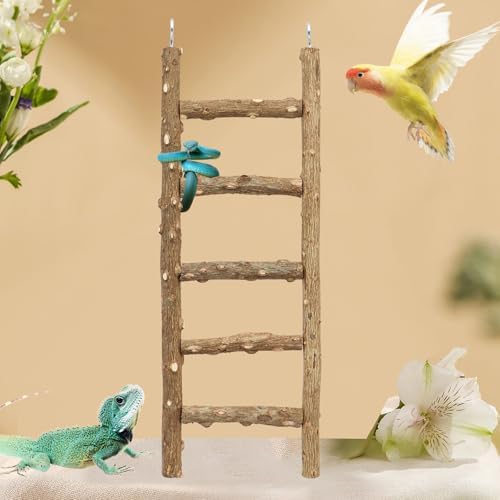 Natural Pepper Wood Parrot Ladder - Bird Climbing & Chewing Toy, Cage Accessory for Parrots, Parakeets, Cockatiels