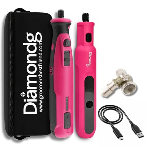 Diamondg Cordless Dog Nail Grinder - Quiet Sound with LED Light, Pink