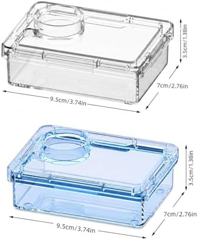 2-Pack Medium Reptile Escape-Proof Feeder Bowls, Clear + Transparent Blue