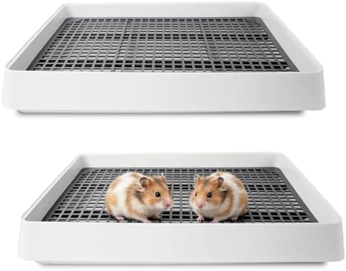 2 Pack Rabbit Litter Box with Grate, Large Shallow Bunny Litter Box