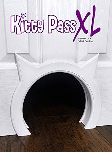 The Kitty Pass XL Cat Door for Interior Door - Cat Hole Kitty Door for Hidden Litter Box - Pet Door for Cats up to 30 lbs - Semi Gloss White Extra Large Cat Door Interior Door