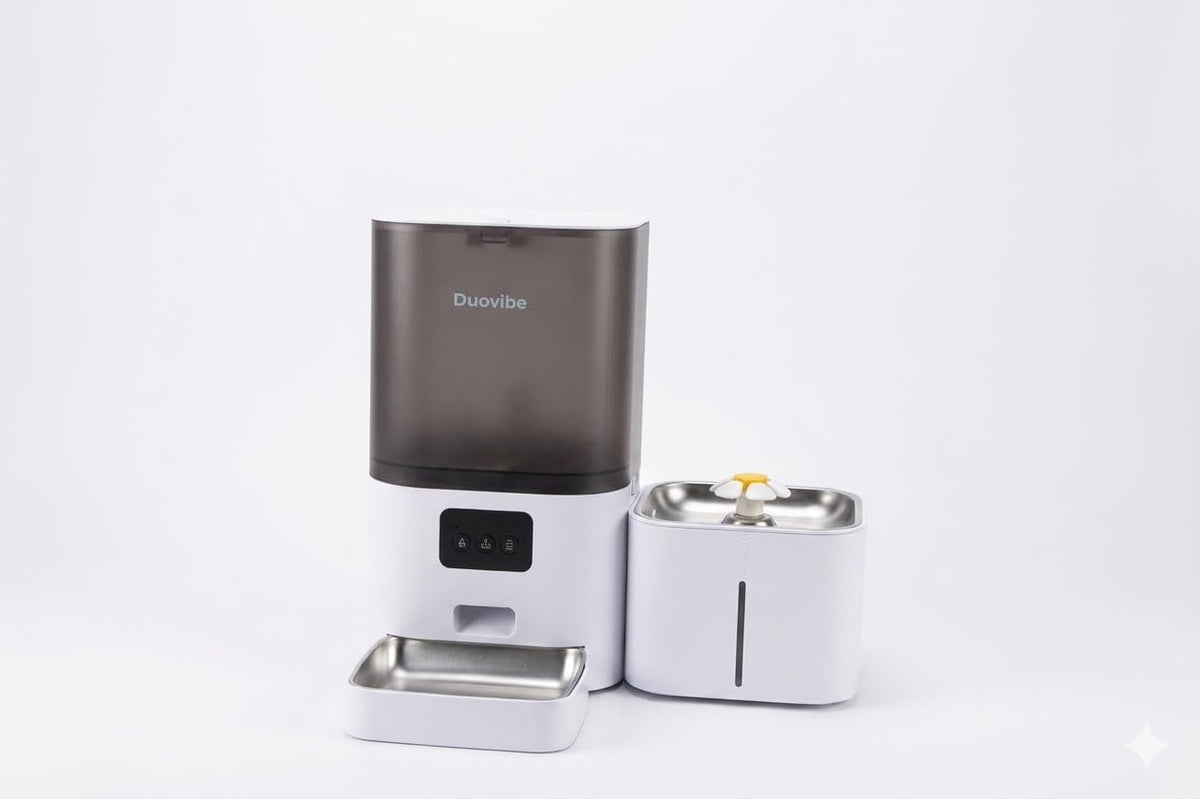 Smart Pet 2 in 1 Feeder and Fountain Water, WiFi App Control Automatic (White)