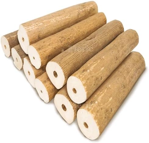 CoCoo Bark Sola Sticks with Skin for Parrots, Cockatiel Chew Forage Toy, Round Wood Foot Exercisers for Budgie, Conures, Beak, and Nails Groomer, Keeps Small Birds Calm, and Physically Fit, 10 Pcs