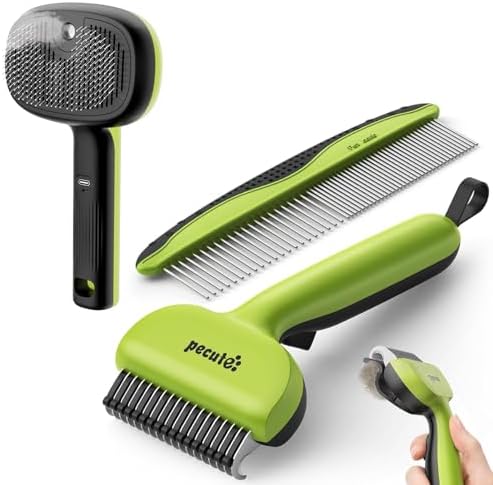 Pet Grooming Tool Bundle: Self-Cleaning Cat Steam Brush + Self-Cleaning Undercoat Rake + Comb