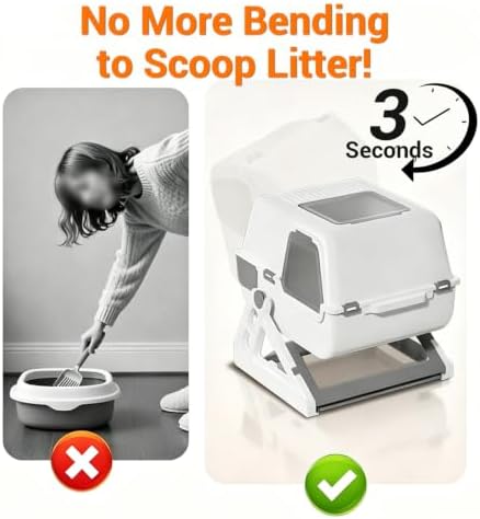 Semi-Automatic Sifting Cat Litter Box,Enclosed,No Electricity,Easy Clean