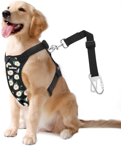 Dog Seat Belt Vest Harness for Car, 2 in 1 Seatbelt Buckle