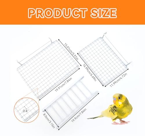 4 Pack Stainless Steel Bird Standing Platform with Cleaning Brush Set, Bird Perches for Cage, Cage Accessories for Budgies, Cockatiels, Lovebirds, Green Cheeks, Small to Medium Birds