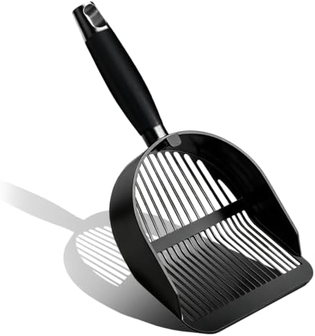 DHXYZZB Cat Litter Scoop Stainless Steel Litter Shovel, Heavy Duty Litter Sifter, Litter Scooper with Wooden Handle Large Scoop for Fast Sifting Easy to Clean