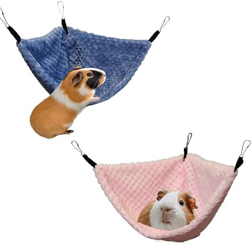 Hanging Corner Hammocks with Hooks for Small Animals, Pack of 2