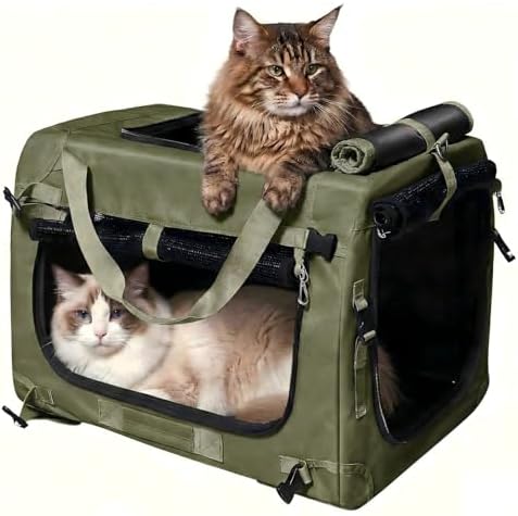 Extra Large Cat Carrier for 2 Cats with Foldable Frame