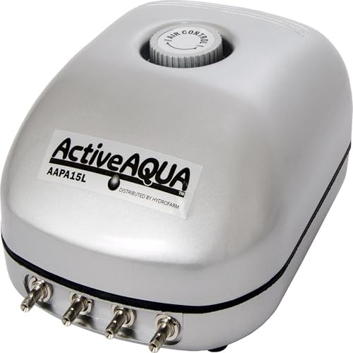 Active Aqua 4-Outlet Air Pump, 6W, 15 L/min, Silver/Grey, Aquarium Aerator