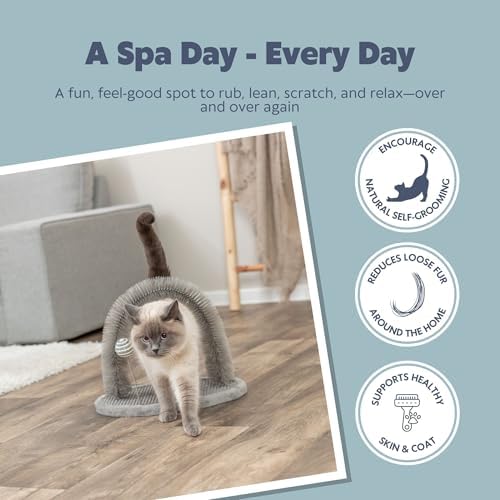 TRIXIE Cat Scratching Plate with Self-Grooming Arch Brush, Gray