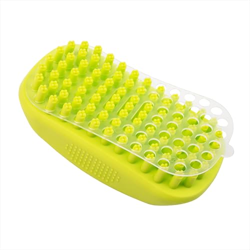 Dog Bath Brush Scrubber & Massage - Rubber Cat and Dog Scrubber for Bath - Pet Washing Brush with Soft Silicone Bristles & Screen - Dogs Shower Brush for Bathing, Deshedding Short or Long Pet Hair