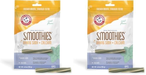 ARM & HAMMER Smoothies Dental Dog Chews, Mint Flavor, Medium, 8 Count (Pack of 2)