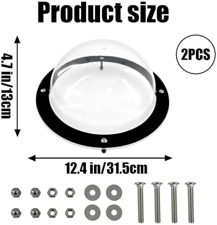 2 Pack Dog Fence Window, 12.4 Inch Clear Pet Dome, Transparent Plastic Pet Peek Window for Playground, Doggie Fence Domes, Supplies for Dog Cat Horse, 12.4 x 4.9 Inch (Clear)