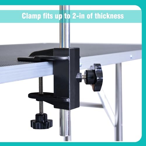Dog Pet Grooming Table Hair Dryer Stand Hose Tube Holder Hands-Free Stainless Steel Groomers Adjustable Third Arm with Clamp