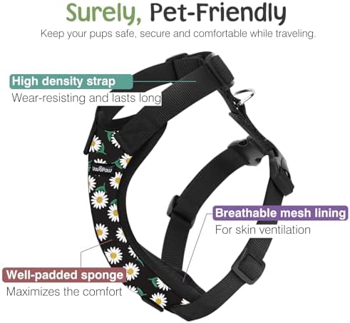 Dog Seat Belt Vest Harness for Car, 2 in 1 Seatbelt Buckle