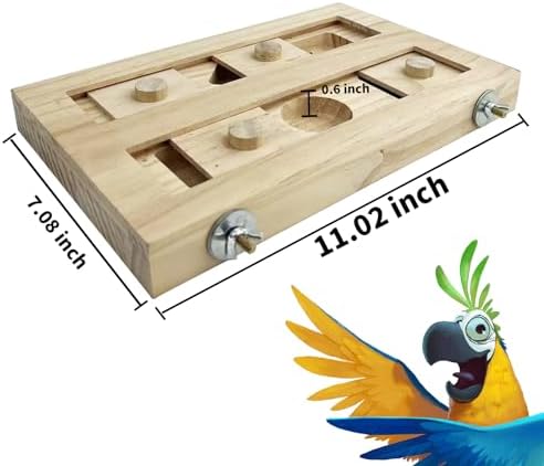 FlidRunest Extra-Large Wooden Bird Foraging Box Toy, Bird Puzzle Toy Seed Food Feeder, Enrichment Foraging Toy for Parrot, Parakeet, Cockatiel, Conure, Sun Conures, African Grey, Macaw