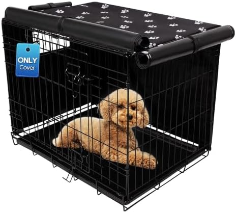 Pet Prime Dog Crate Cover for Wire Cages 24 30 36 42 48 Inch Outdoor Pet Kennel Cover Machine Wash & Dry (Cover Only) (24 Inch Crate Cover (24"x18"x19"))