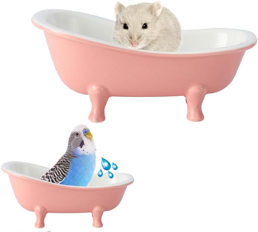 Summer Hamster Ceramic Bed Bathtub, Small Animal Ice Accessories Cage Hideout Toys，Bird Relax Habitat House, Sleep Pad Nest or Hamster, Food Bowl for Guinea Pigs/Squirrel/Chinchilla