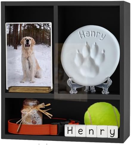 Solid Wood Pet Memorial Shadow Box Frame with Shelves