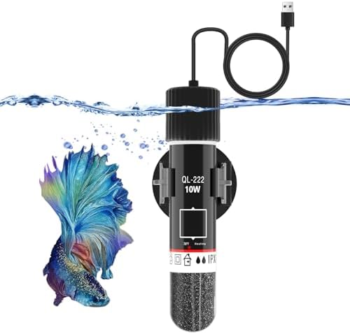 Small Aquarium Heater,10W Betta Heater Super Mini Aquarium Heater,Submersible Fish Tank Heater USB Powered Constant Temperature 78℉(26℃) Used for 1-2 Gallon