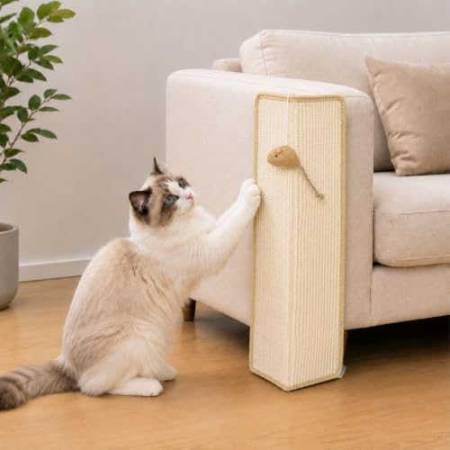 Couch Corner Cat Scratcher, 23.6" Sisal Cat Scratching Post with Toy